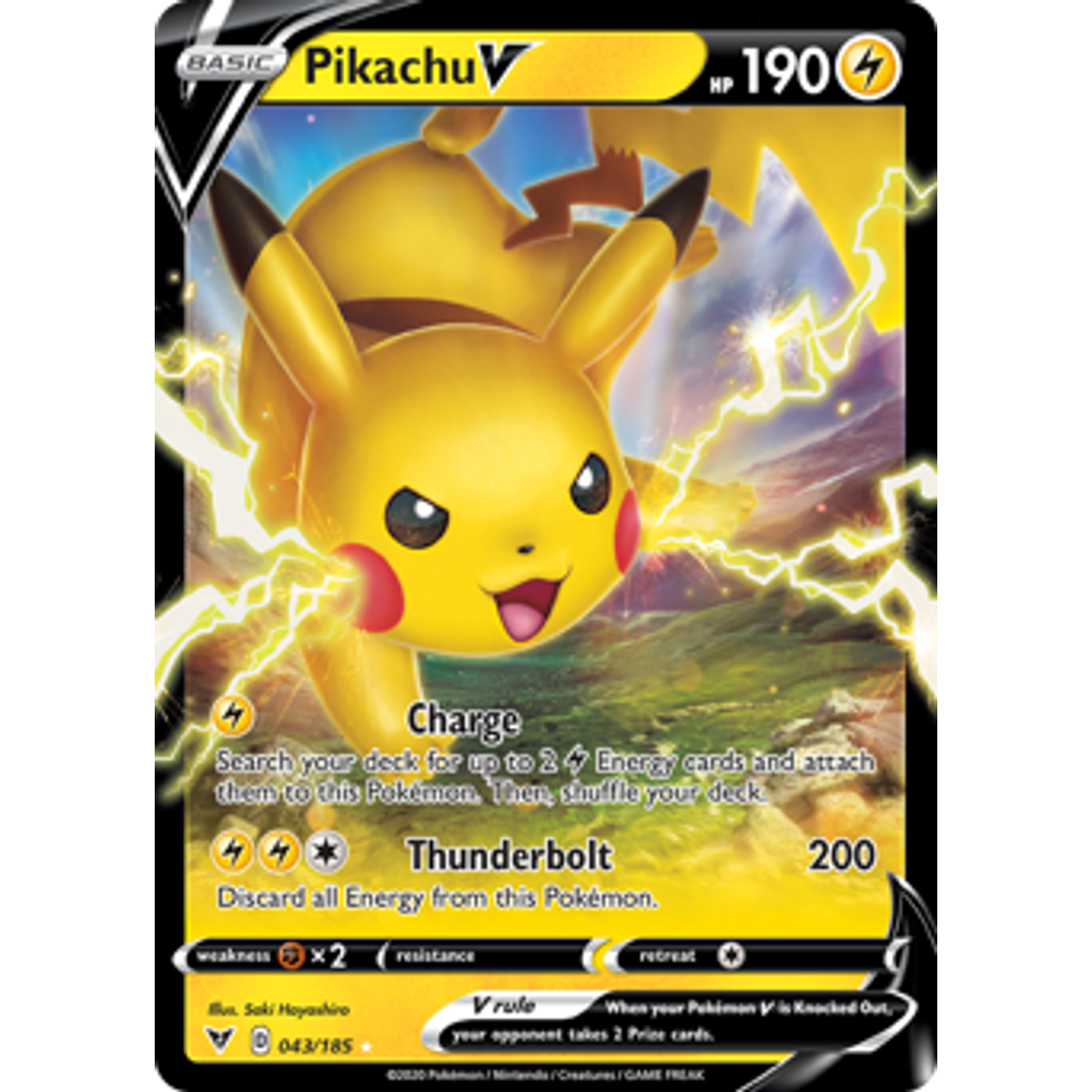 Reference image for Pikachu V (Vivid Voltage 043/185); transparent 1200 by 1200 product canvas